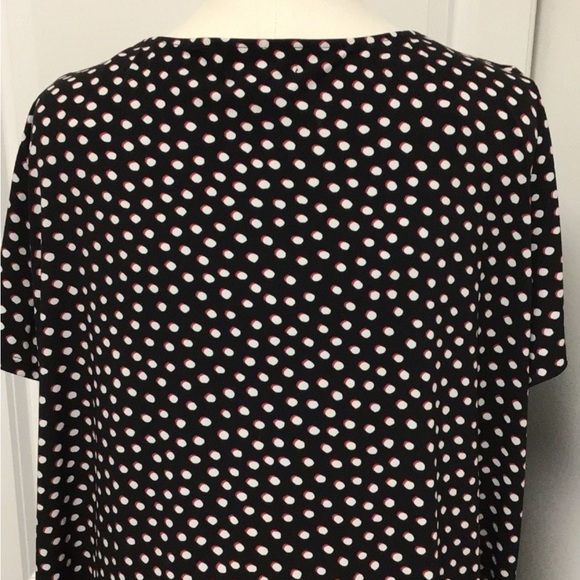 Liz Claiborne Career Woman Pleated Scoop Neck Polka Dot Blouse, Black, sz 3X - Picture 10 of 10